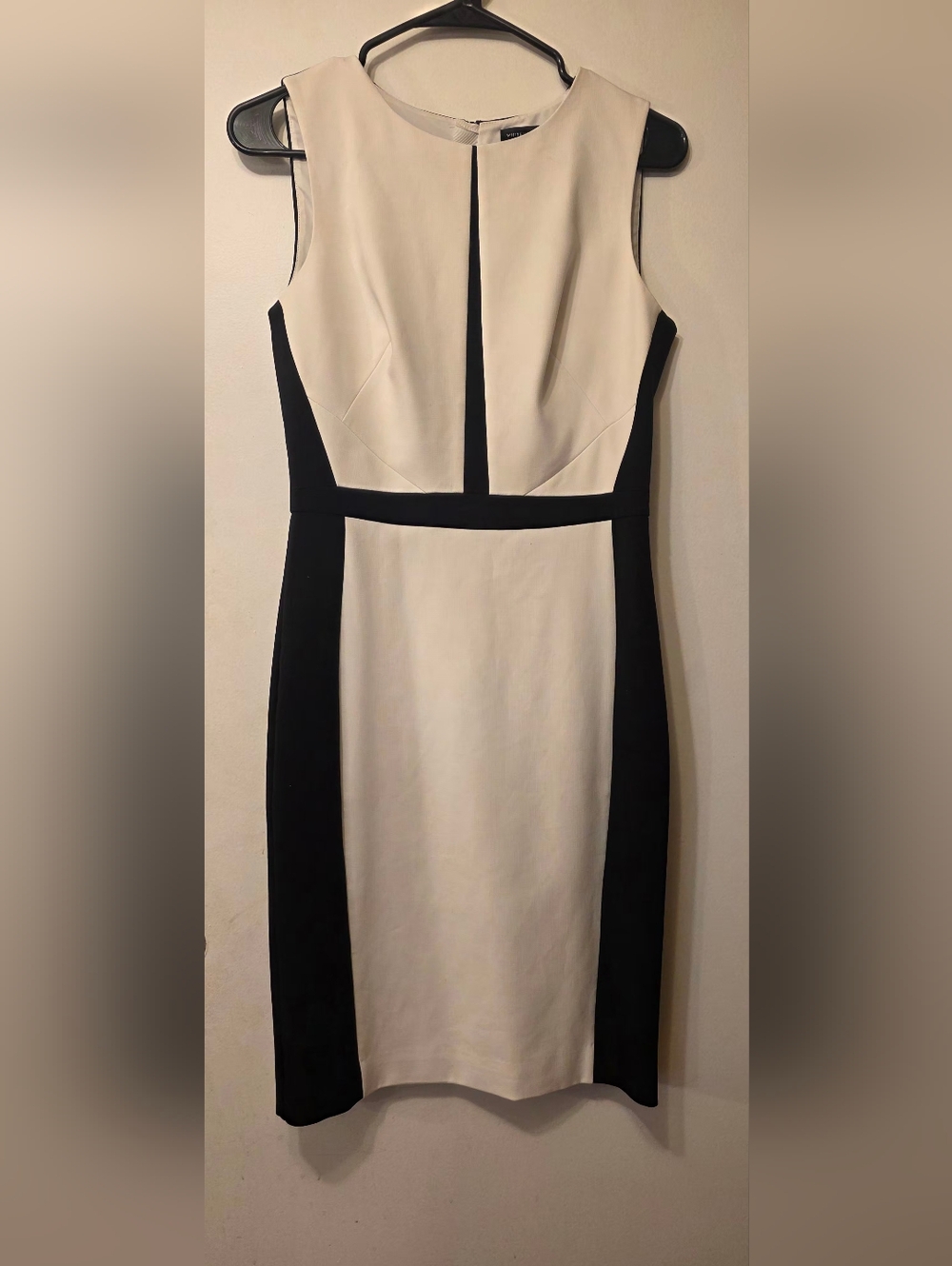 White House Black Market Black & White Colorblock Midi Dress